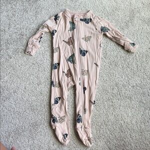 Kyte BABY Butterfly Print Kids Footie - Pink and Green